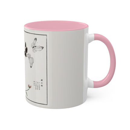 Butterflies and flower illustration by Morimoto Toko Colorful Mugs, 11oz