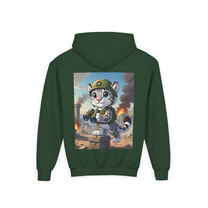 Snow Leopard Lookout Youth Hooded Sweatshirt – Adventure, Curiosity & Fearless Style