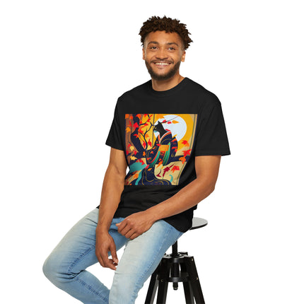 Black Cat in Kimono Unisex Garment-Dyed T-shirt