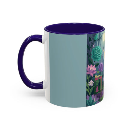 The Lady Of The Moonlit Garden Colorful Mugs – Art Deco Botanical Serenity