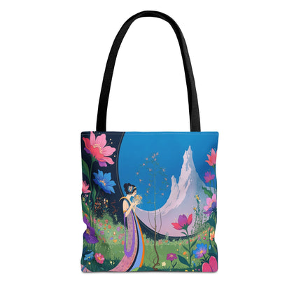 🌸🏔️ The Lady Of The Mountain Garden Tote Bag – Art Deco Floral Fantasy