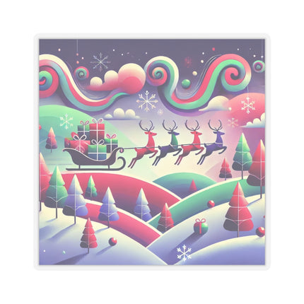 Festive Reindeer Flight Kiss-Cut Stickers (4 Sizes)