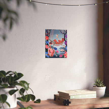 🪽🪷 The Garden Of Little Cupids Matte Vertical Poster – Art Deco Botanical Fantasy