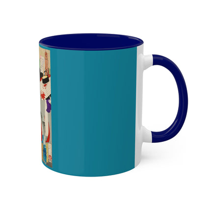 Looking Observant; The Appearance of a Kyoto Waitress of the Meiji Era by Tsukioka Yoshitoshi Colorful Mugs, 11oz