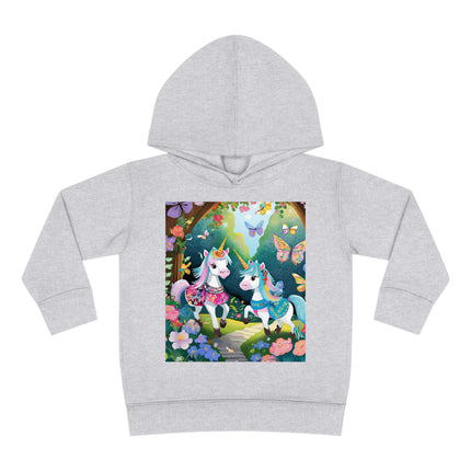 Baby Unicorns and Fluttering Butterflies Toddler Pullover Fleece Hoodie