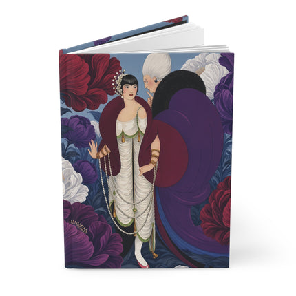 🌺💜 The Two Women In The Grand Flower Garden Hardcover Journal – Art Deco Fashion Fantasy