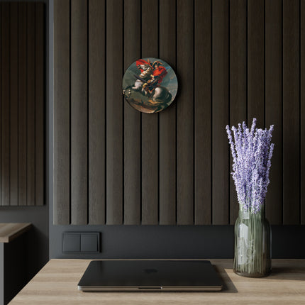 Napoleon Crossing the Alps by Jacques-Louis David Acrylic Wall Clock, Round and Square