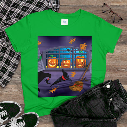 Whimsical Halloween Mischief Women's Midweight Cotton Tee