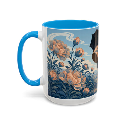 ☔🌸 The Grand Floral Journey Colorful Mug – Art Deco Travel Elegance