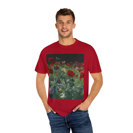 Poppies (A Study of Poppies for Carnation, Lily, Lily, Rose) by John Singer Sargent Unisex Garment-Dyed T-shirt