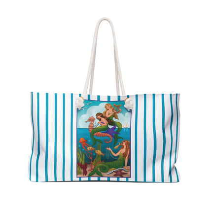 Three Mermaids with Strings of Pearls by Carlo Chiostri Weekender Bag