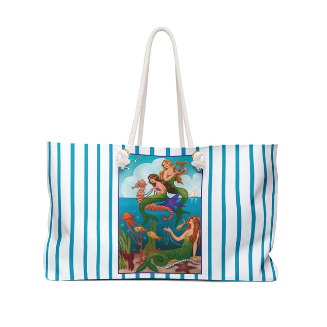 Three Mermaids with Strings of Pearls by Carlo Chiostri Weekender Bag