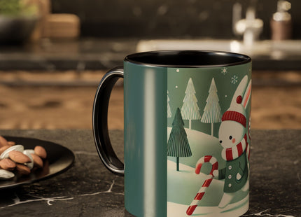 Candy Cane Timekeeper Bunny Colorful Mugs (11oz, 15oz)