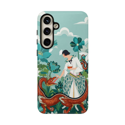 🐉🌿 The Dragon Keeper Phone Case – Art Deco Floral Fantasy