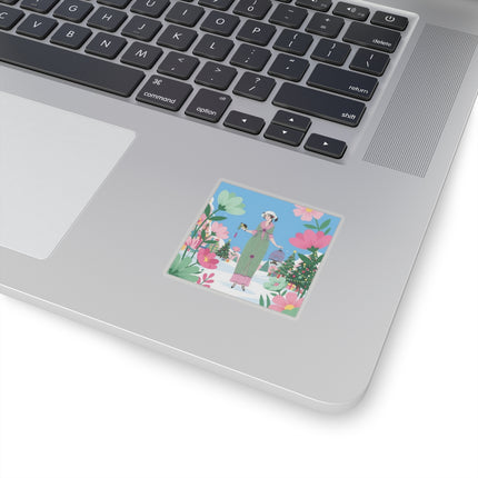 🐦🎄 The Lady Of The Christmas Songbird Kiss-Cut Sticker – Art Deco Holiday Fantasy