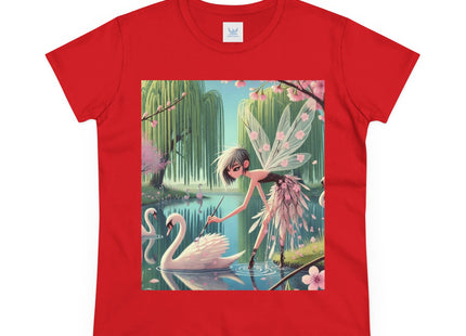 A Fairy Painting a Swan Cotton Tee