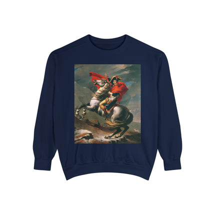Napoleon Crossing the Alps by Jacques-Louis David Unisex Garment-Dyed Sweatshirt