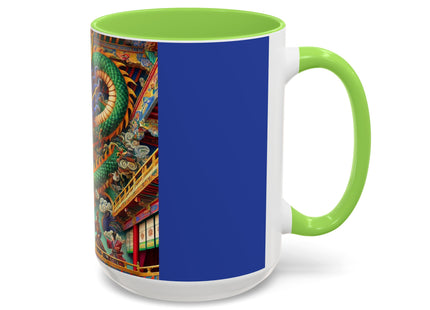 Tibetan Dragon Over Kabuki Duel Colorful Mugs (11oz, 15oz)