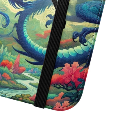 Mystic Guardian of the Sky Flip Case – Warrior Fairy & Turquoise Dragon