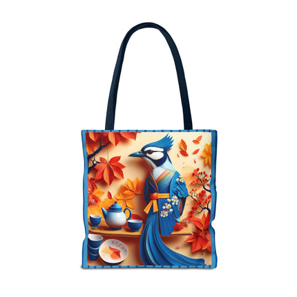 Blue Jay at an Autumn Tea Ceremony Tote Bag (AOP)