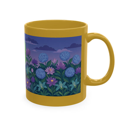 🧶☂️ The Lady Of The Garden Knitting Circle Ceramic Mug – Art Deco Floral Whimsy