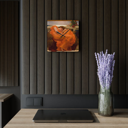 Flaming June by Frederic Leighton Acrylic Wall Clock, Round and Square