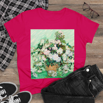 Roses by Vincent Van Gogh Women's Midweight Cotton Tee