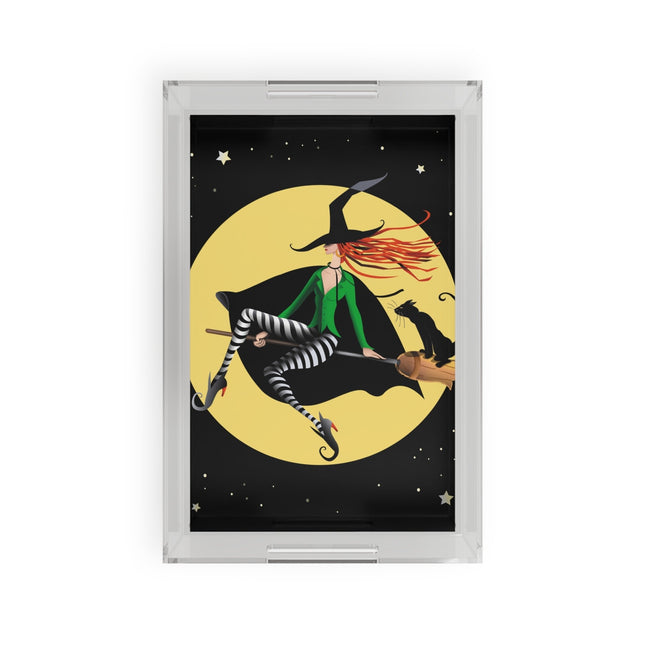 A Witch’s Moonlit Flight Acrylic Serving Tray