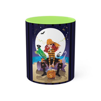 Moonlit Pirate Halloween Colorful Mugs, 11oz