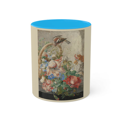 A Basket with Flowers by Herman Henstenburgh Colorful Mugs, 11oz