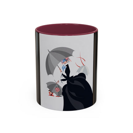 The Lady of Silver Umbrellas Colorful Mug (11oz, 15oz) – Art Deco Mystery, Elegant Fashion & Silver Dreamscape