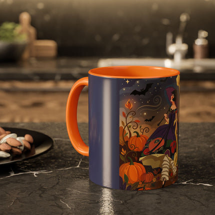 🌙🎃 The Moonlit Garden Walk Colorful Mug – Elegant Halloween Charm
