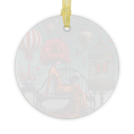 Reading In A Painted Garden Glass Ornament