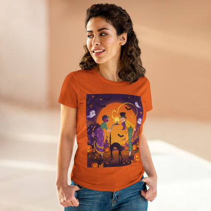 🎃🕯️ The Midnight Halloween Greeting Cotton Tee – Vintage Halloween Charm
