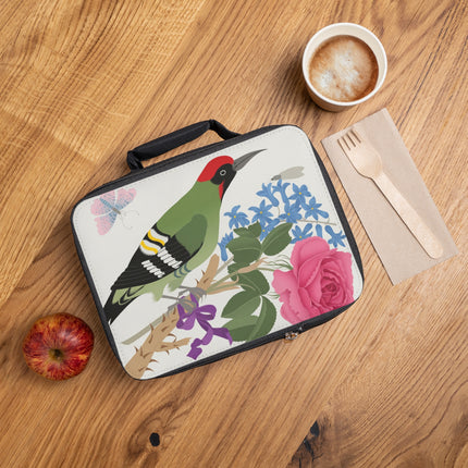 Woodpecker & Rose Lunch Bag – Vibrant Spring & Bold Beauty