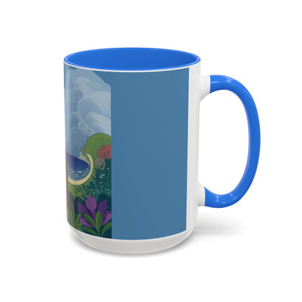 The Lady And The Sea Breeze Colorful Mugs – Art Deco Coastal Serenity