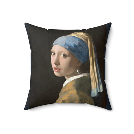 Girl with a Pearl Earring by Johannes Vermeer Spun Polyester Square Pillow