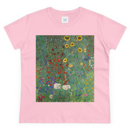 Farm Garden with Sunflowers by Gustav Klimt Women's Midweight Cotton Tee