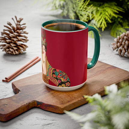 Butterfly Empress of the Crimson Pavilion Colorful Mug (11oz, 15oz) – Art Deco Beauty, Butterfly Elegance & Ornamental Style
