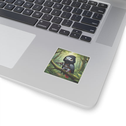 🪶🌲 The African Grey Sentinel Kiss-Cut Sticker – Quiet Strength & Woodland Adventure