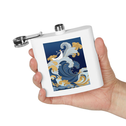Wave Enchantress Flask – Oceanic Grace & Golden Tides