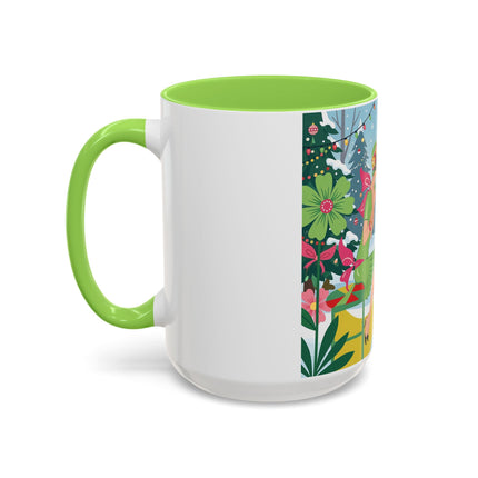 ☕🎄 Christmas Tea In The Snow Garden Colorful Mug – Art Deco Holiday Friendship