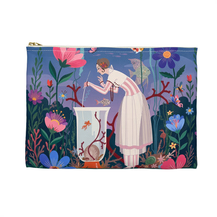🐠🌸 The Enchanted Aquarium Garden Accessory Pouch – Art Deco Underwater Fantasy