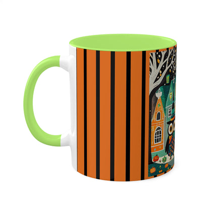 Night of the Trick-or-Treating Owlets Colorful Mugs, 11oz