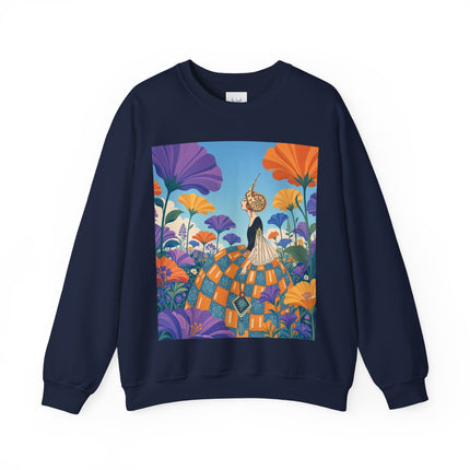 🌺🧡 The Lady Of The Golden Garden Crewneck Sweatshirt – Art Deco Fashion Fantasy