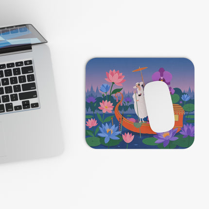 🪷🛶 The Lotus Lake Voyage Mouse Pad – Art Deco Garden Fantasy