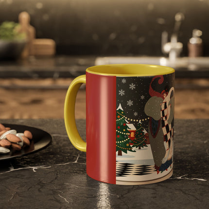 ❄️✨ The Winter Couture Promenade Colorful Mug – Art Deco Holiday Elegance