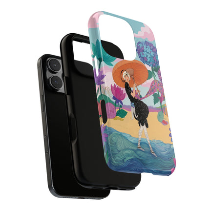 🌊☂️ The Lady Of The Flowered Seashore Phone Case – Art Deco Seaside Fashion