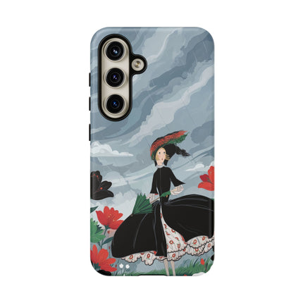 🌧️🌺 The Stormy Flower Walk Phone Case – Art Deco Floral Fashion