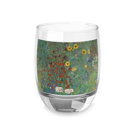 Farm Garden with Sunflowers by Gustav Klimt Whiskey Glass